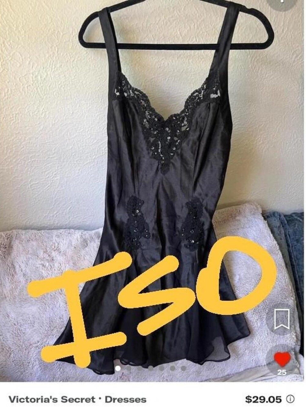 ‼️ISO - DO NOT BUY‼️90s Victoria's Secret Black Sequin Mini Slip Dress (XS)